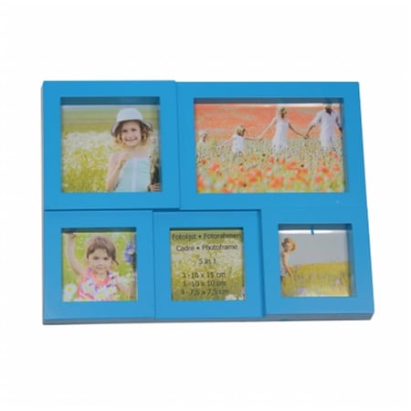 Purely Pecan 11.5 in. Blue Multi Sized Puzzled Photo Picture Frame Collage Wall Decoration 32013904